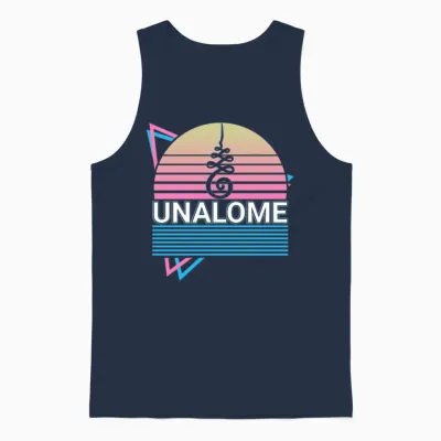 Unalome Retro Unisex Tank Top - Navy