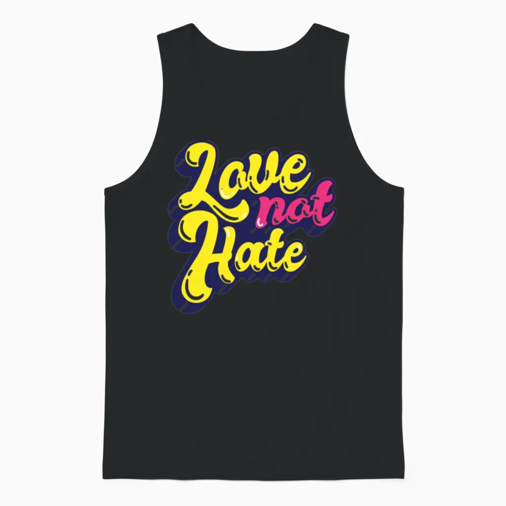 Love Not Hate Retro Unisex Tank Top - Black