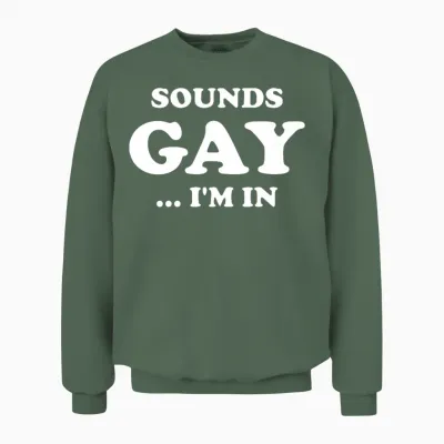 Vintage Sounds Gay I'm in Funny Parade Equal Pride Unisex Sweatshirt - Military Green
