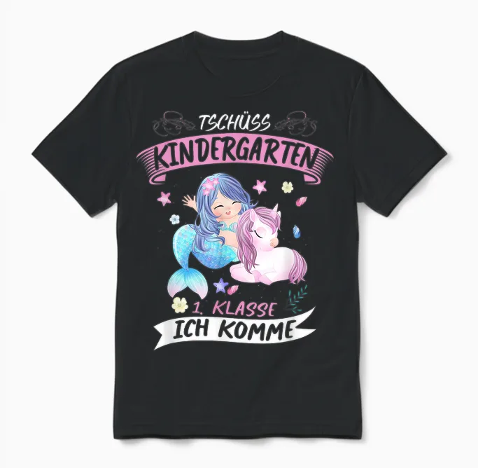 Tschüss Kindergarten 1. Klasse Ich Komme Ende Schulanfang Unisex T-Shirt in Black