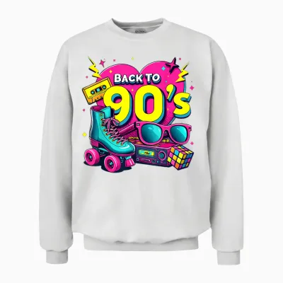Retro Back to '90s 1990s Cool Outfits Costume Party 90s Unisex Sweatshirt - White