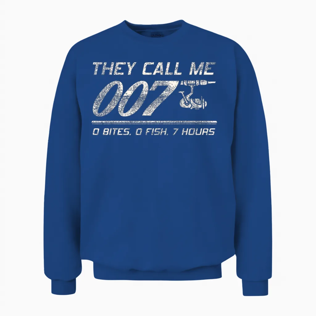 4anglers Fisherman Joke Dad - They Call Me 007 - Funny Fishing Humor Unisex Sweatshirt in Royal