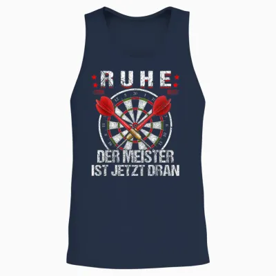 Ruhe Der Meister Ist Jetzt Dran, Dartspieler Dartspiel Dart Unisex Tank Top - Navy