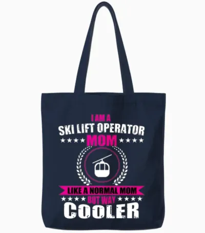 Ski Lift Operator Mom Tote Bags - Navy
