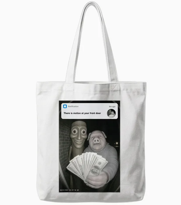 There Is Motion at Your Haustür Tung Tung Sahur John Pork Tote Bags in White