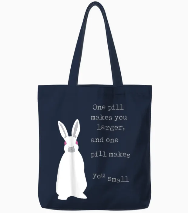 Lyriclyfe T-Shirt White Rabbit Tote Bags in Navy