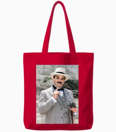 David Suchet Dans Le Rôle De Poirot Agatha Christie 1993 Tote Bags - Red