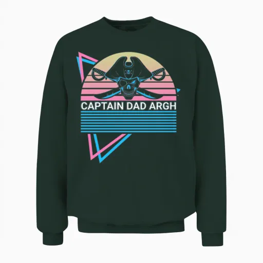 Pirate Dad Retro Unisex Sweatshirt in Forest