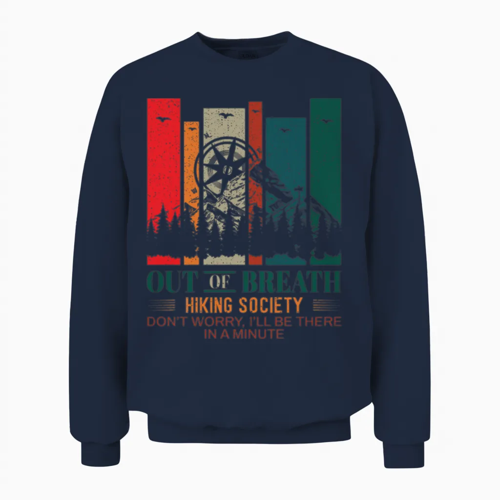 Out of Breath Hiking Society Unisex Sweatshirt in Navy