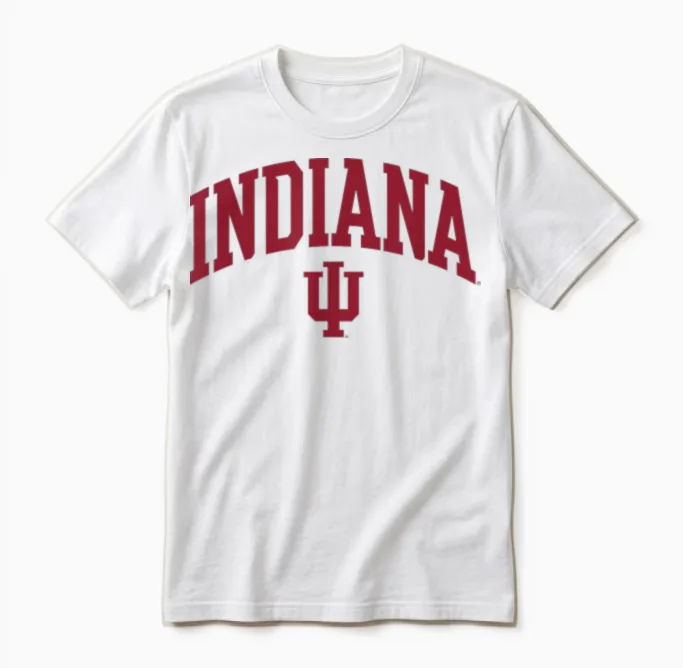 Indiana Hoosiers Arch Over Officially Licensed Unisex T-Shirt in White