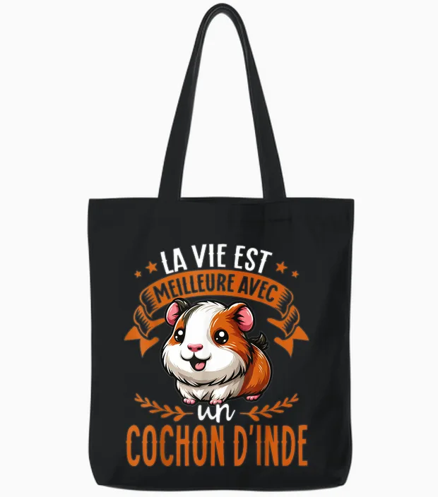 Life Is Better with a Pig India Tote Bags in Black