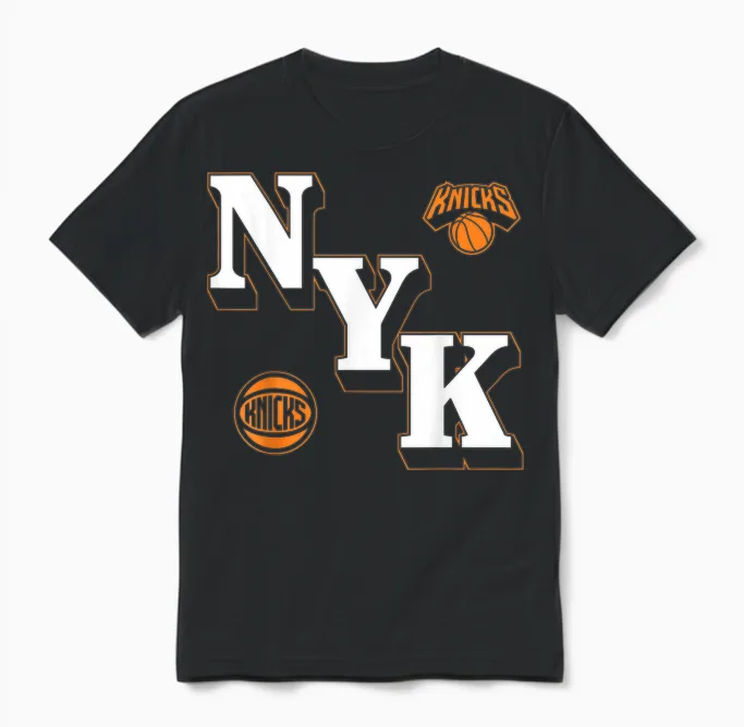 Nba - New York Knicks Logo Coudé Unisex T-Shirt in Black