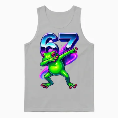6-7 Meme Dabbing Frog Six Seven Kids Boys Girls 67 Dance Unisex Tank Top - Ash