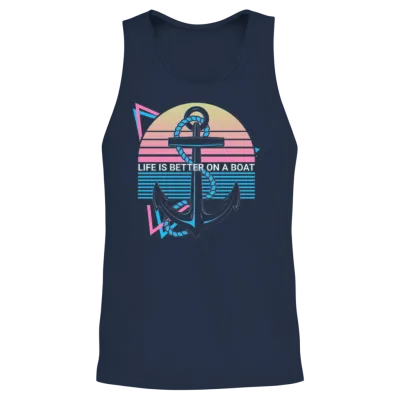 Funny Boating Retro Unisex Tank Top - Navy