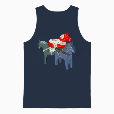 Dala Horses Unisex Tank Top - Navy