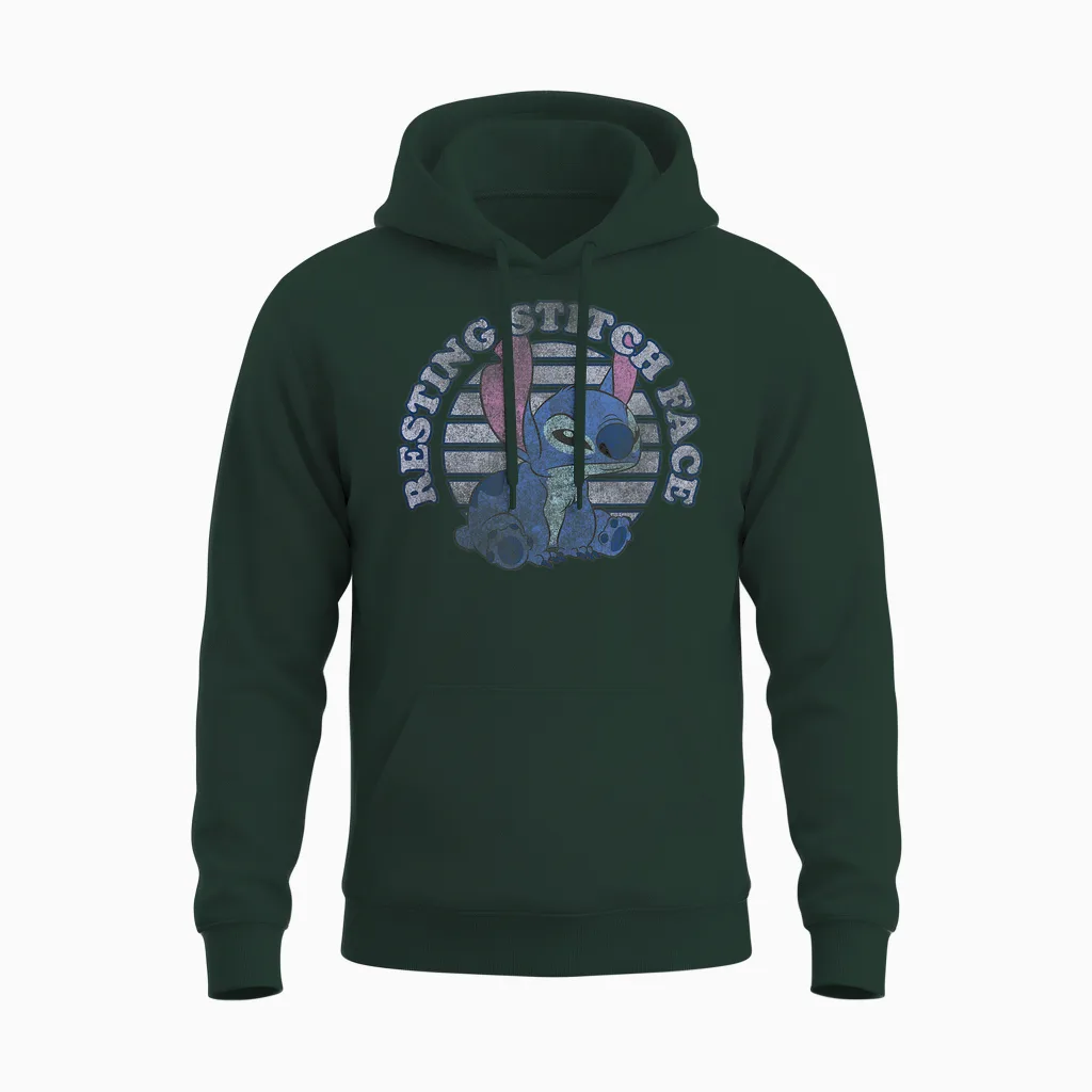 Disney Lilo & Stitch Resting Stitch Face Unisex Hoodie in Forest