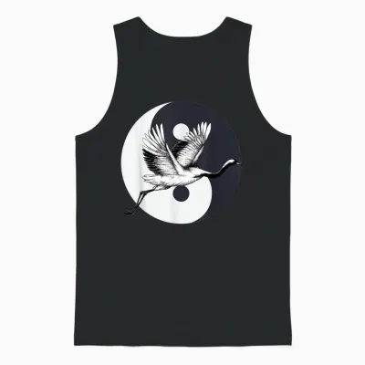 Tai Chi Crane Art Yin, Yang, Qi Gong, Chinesische Kraniche Kunstwerk Unisex Tank Top - Black