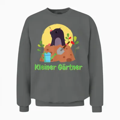 Süßer Maulwurf Kleiner Gärtner Kinder Motiv. Gartenarbeit Unisex Sweatshirt - Graphite Heather