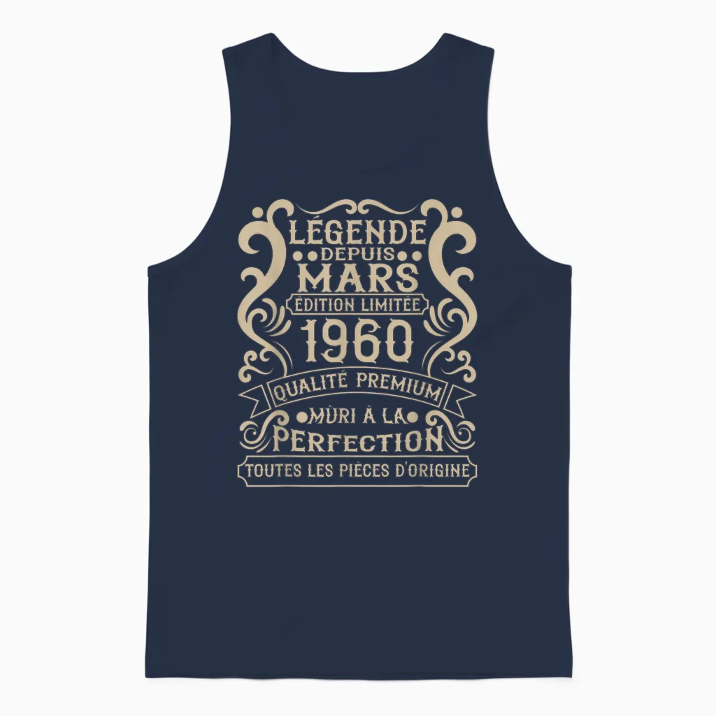 Mars 1960-66 Ans Anniversaire Cadeau Vintage 1960 Unisex Tank Top in Navy