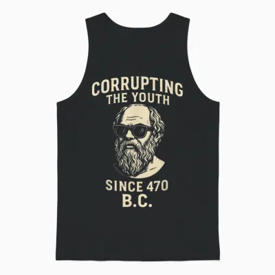 Corrupting the Youth Funny Socrates Philosopher Philosophy Unisex Tank Top - Black
