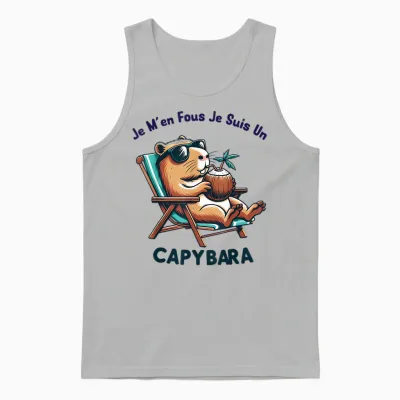 Je M'en Fous Je Suis Un Capybara - Fashion Capybara Activated T-Shirt, White, S Unisex Tank Top - Ash