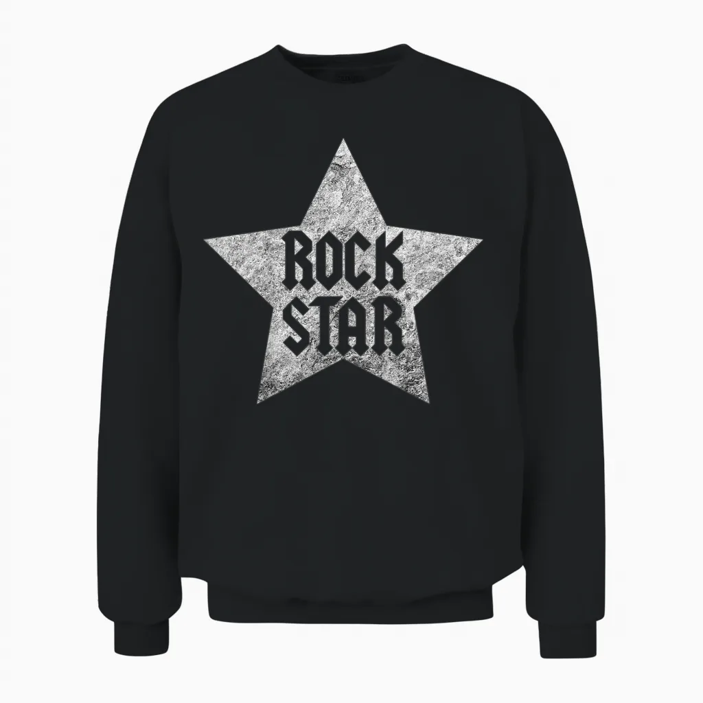 Kids Rock Star Rockstar Top for Boys and Girls, Rock 'n' Roll T-Shirt, Black, 2 Unisex Sweatshirt in Black