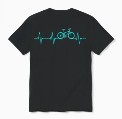 Mountain Bike Heartbeat Cycling Cool Bike Unisex T-Shirt - Black