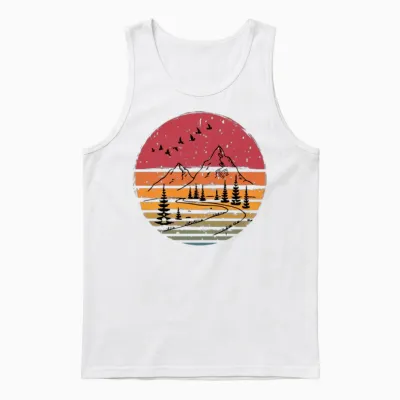 Nature Design Retro Background Unisex Tank Top - White