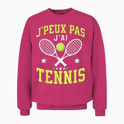 J'peux Pas J'ai Tennis Idea Player Tennis Funny Gift T-Shirt, Black, S Unisex Sweatshirt - Heliconia