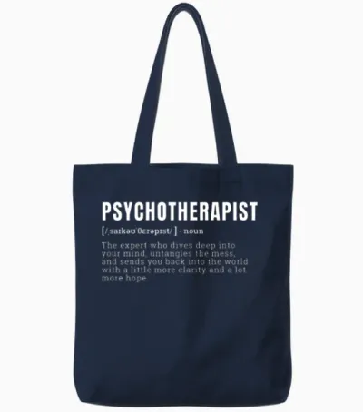 Funny Psychotherapist Definition Occupation Tote Bags - Navy