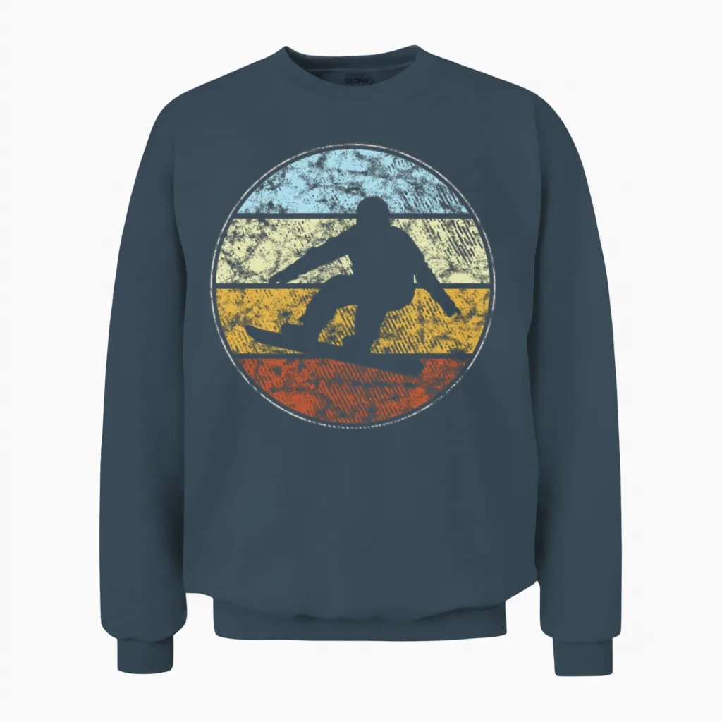 Snowboarding Retro Unisex Sweatshirt in Dark Heather