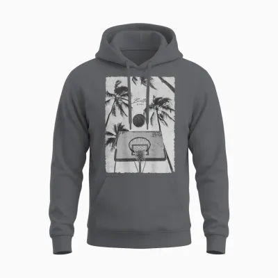 Basketball Hip Hop Urban Edgy Y2k Backprint Streetwear Unisex Hoodie - Charcoal