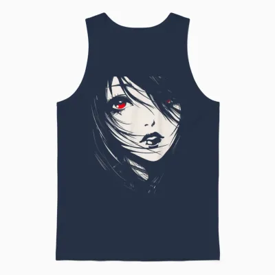 Anime Manga Graphic Illustration Anime T-Shirt, Black, S Unisex Tank Top - Navy