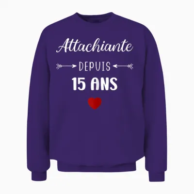 Attachiante 15 Years Birthday 15 Years Girl Funny Teen T-Shirt, Black Unisex Sweatshirt - Purple