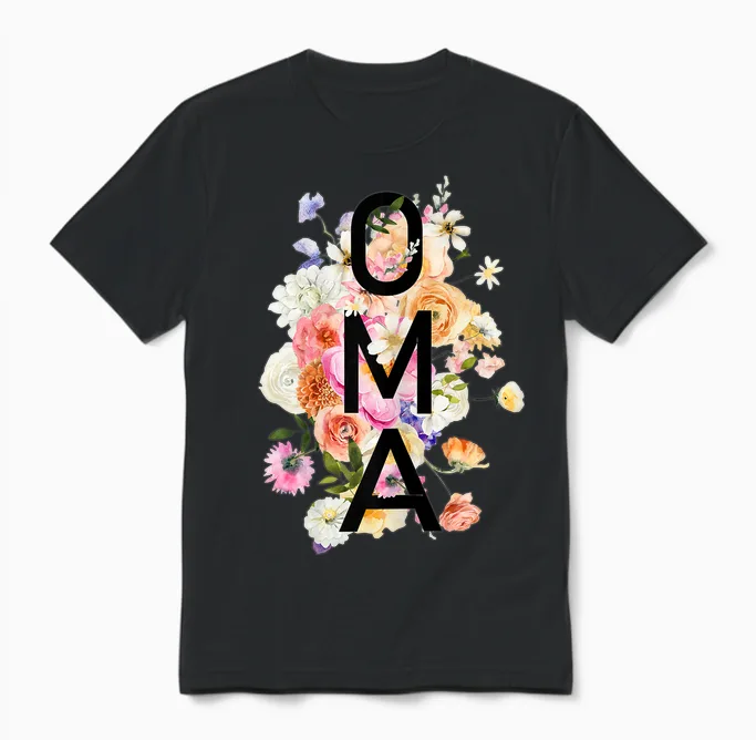 Oma Wildblumen Oma Frauen Muttertag Weihnachten Unisex T-Shirt in Black