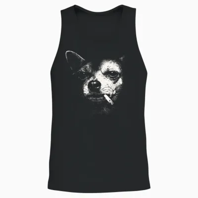 Dog Smoking Cigarette Funny Chihuahua Meme Unisex Tank Top - Black