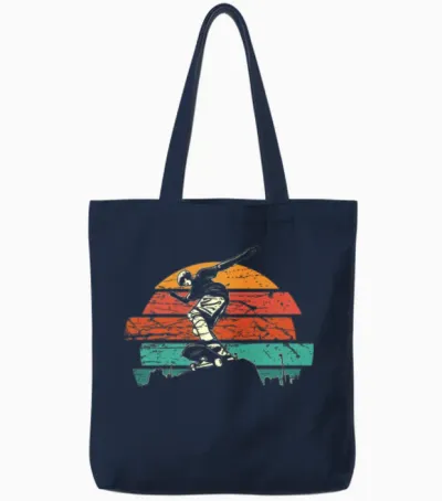 Retro Skateboarder Boy Skater Tote Bags - Navy