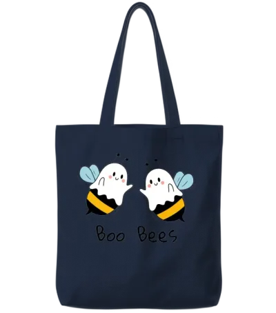 Boo Bees Haloween Tote Bags - Navy