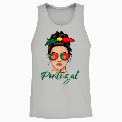 Portuguese Girl Woman Portugal Flag T-Shirt, Black, S Unisex Tank Top - Ash