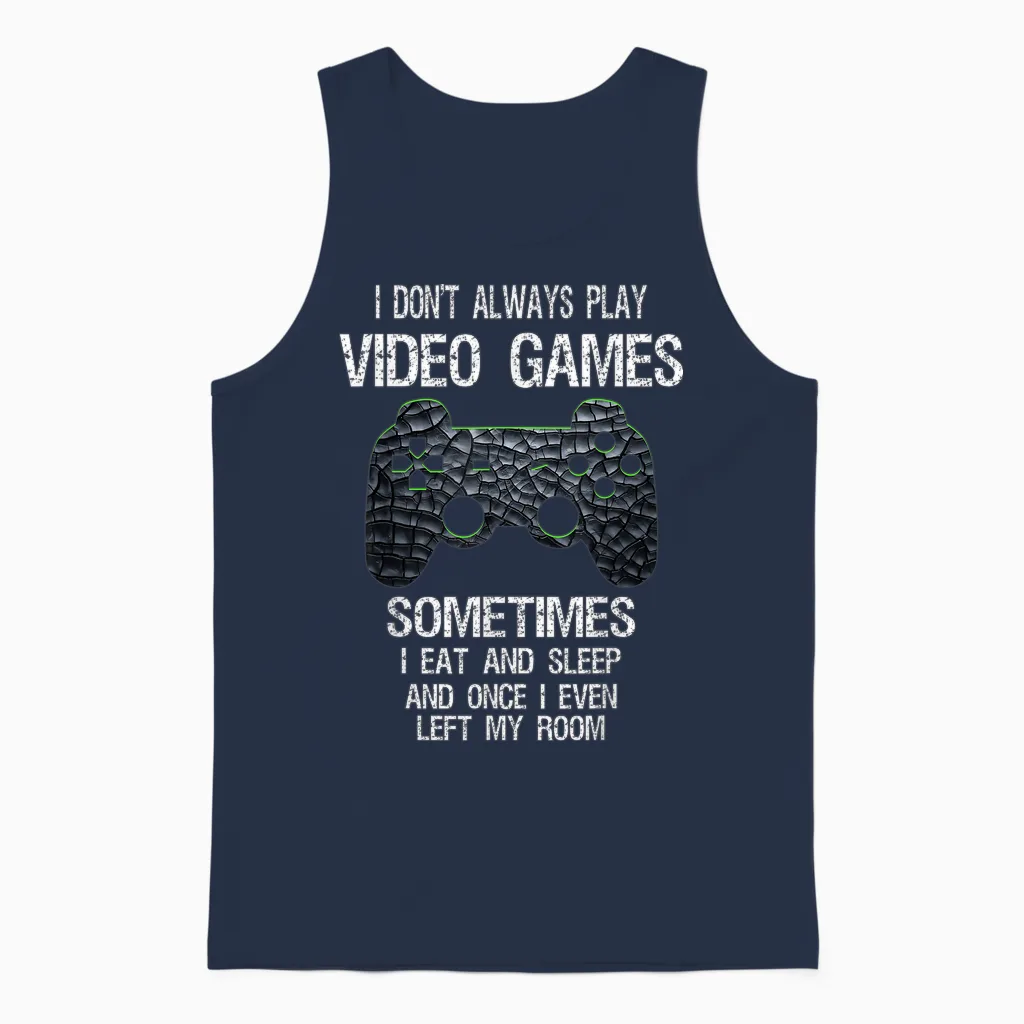 Funny Gamer Video Games Boys Teens T-Shirt - Classic Fit, Black, Cotton Blend Unisex Tank Top in Navy