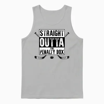 Ice Hockey Player Gift Straight Outta the Penalty Box Unisex Tank Top - Ash