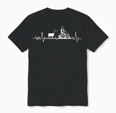 Rasenmäher Rasen Mähen Garten Schaf Herzschlag Spruch Unisex T-Shirt - Black