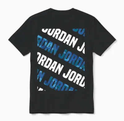 Jordan Camo Pattern Blue Camouflage Unisex T-Shirt - Black
