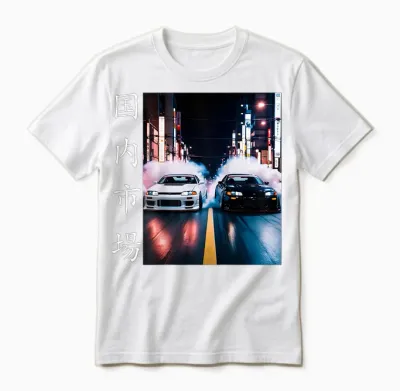 Zwei Jdm Drift Race Cars Japan Domestic Market (backprint) Unisex T-Shirt - White