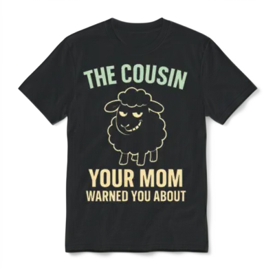 Funny Black Sheep Cousin Quirky Family Outcast Unisex T-Shirt - Black