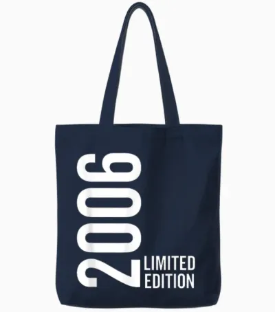 Born in 2006 Limited Edition Funny Age Birthday Tote Bags - Navy