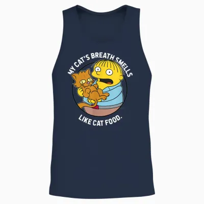 The Simpsons Ralph My Cat's Breath Smells Like Cat Food Unisex Tank Top - Navy