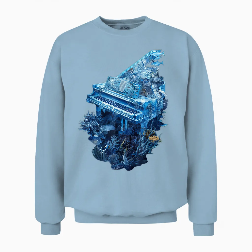 Eau Pour Piano - & Keys Unisex Sweatshirt in Light Blue