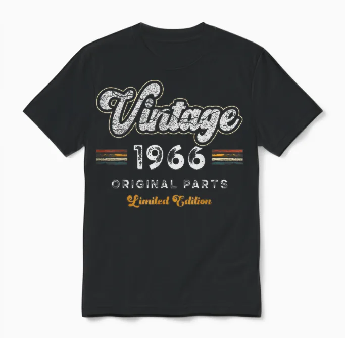 Vintage 1966 Original Parts 59th Birthday Unisex T-Shirt in Black