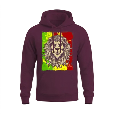 Reggae Jamaican Lion Rasta African Unisex Hoodie - Maroon